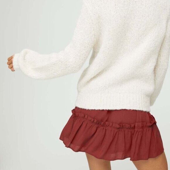 Aritzia Sunday Best Trixie A-Line Mini Skirt Womens Size Small Red - Picture 5 of 11